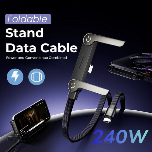 ⚡2-in-1 Invisible Holder Charger Cable – 240W Fast Charging Cord with Built-In Phone Stand