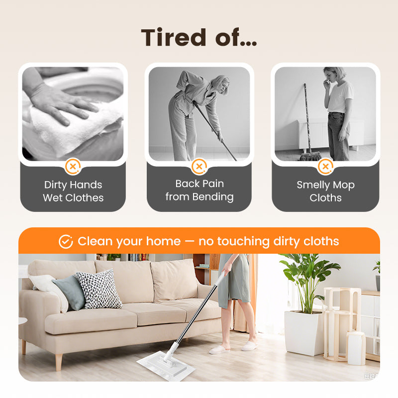 Disposable Dust Mop with 4 Reusable Cloths