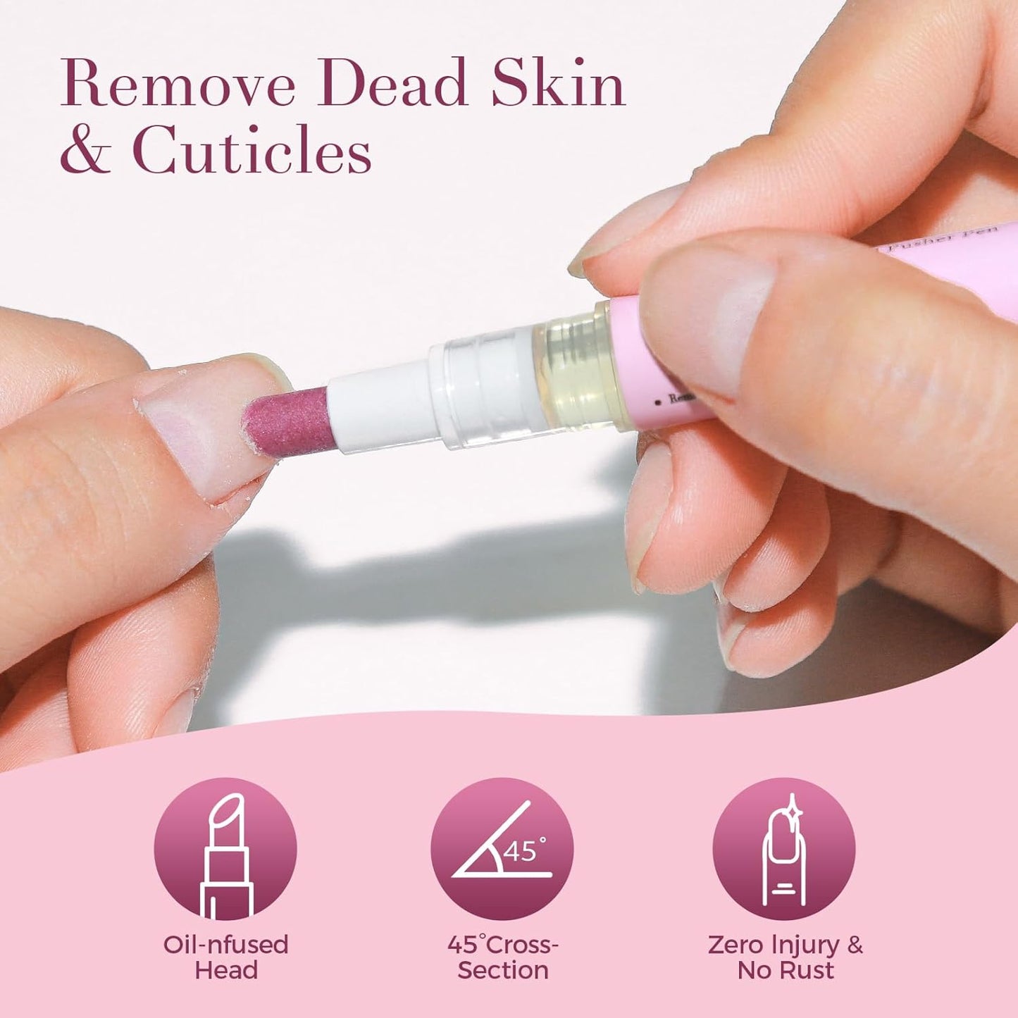 Ceramic Cuticle Pusher & Oil Pen Gentle Cuticle Remover for Dry & Damaged Nails, Hangnails, Moisturize Strengthen Brighten