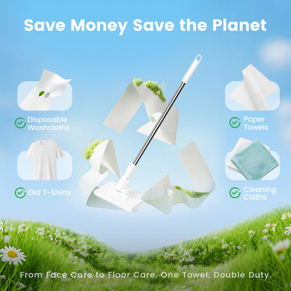 Disposable Dust Mop with 4 Reusable Cloths