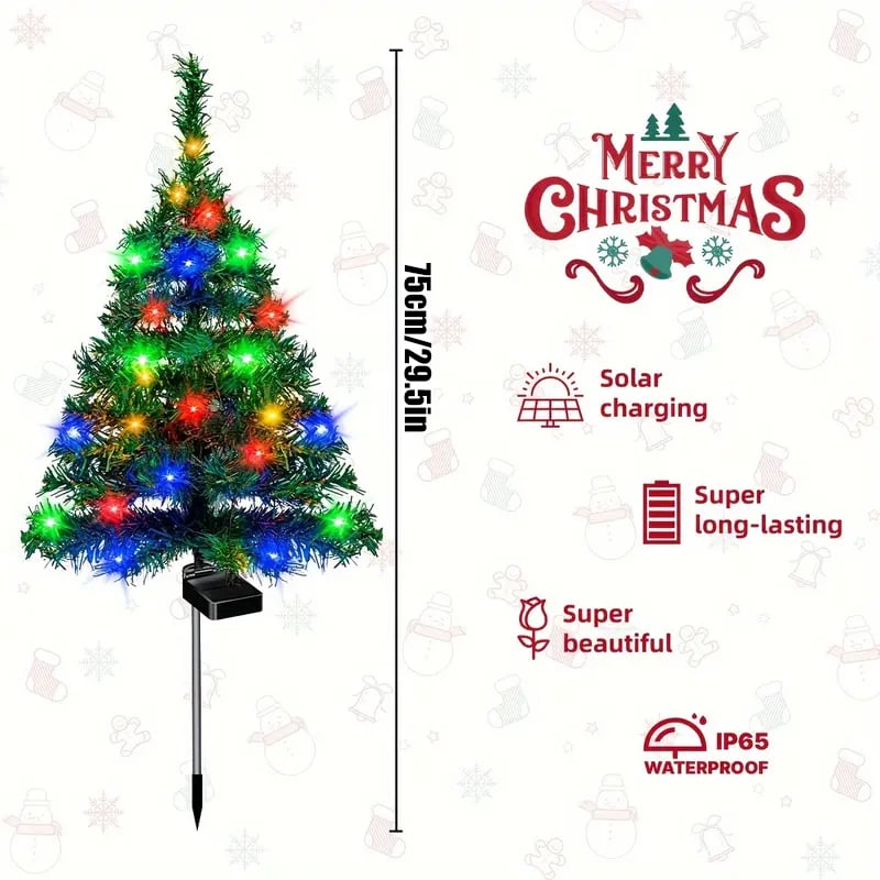 Solar Christmas tree lights holiday decorations, outdoor courtyards, gardens, lawns, small path lights, atmosphere lights