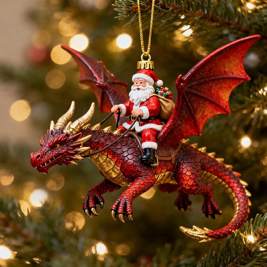 🎄🐉 Santa’s Dragon Riders Ornaments – Holiday Magic ✨