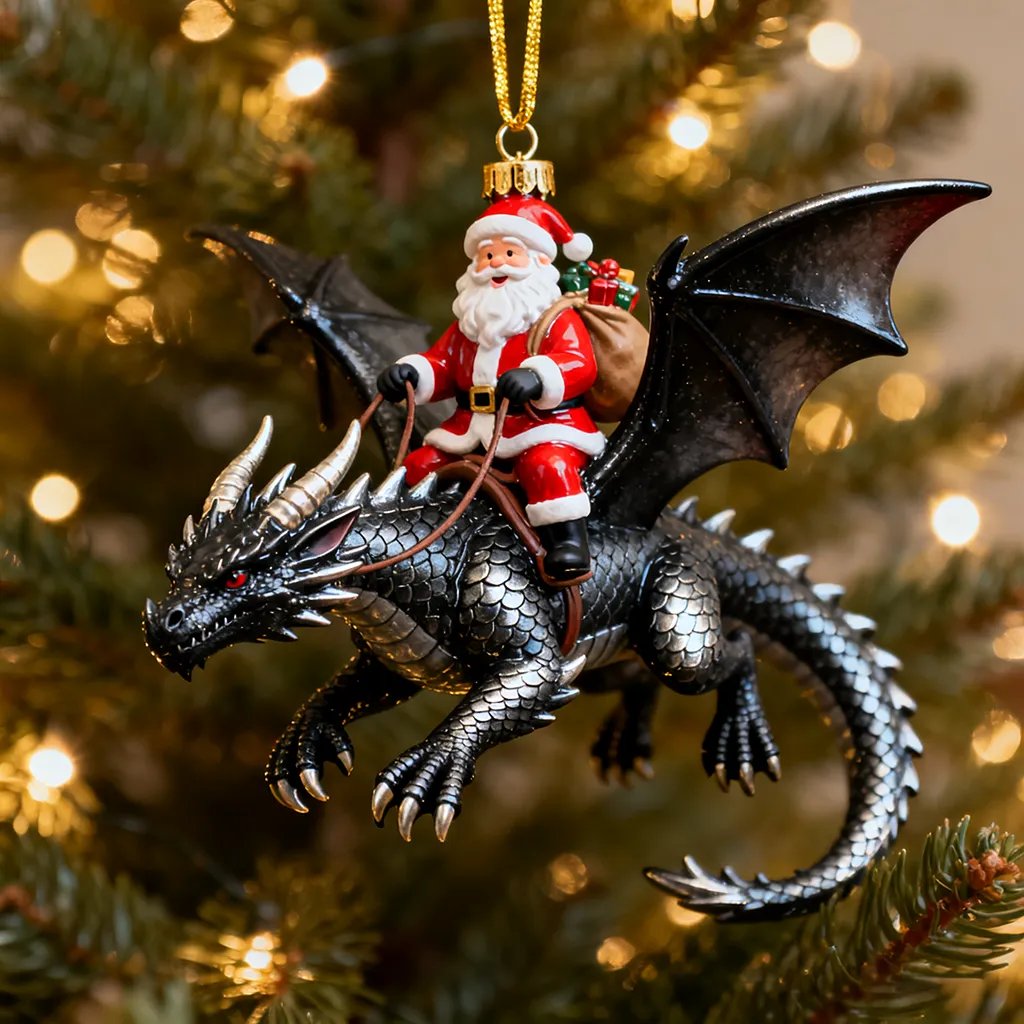 🎄🐉 Santa’s Dragon Riders Ornaments – Holiday Magic ✨