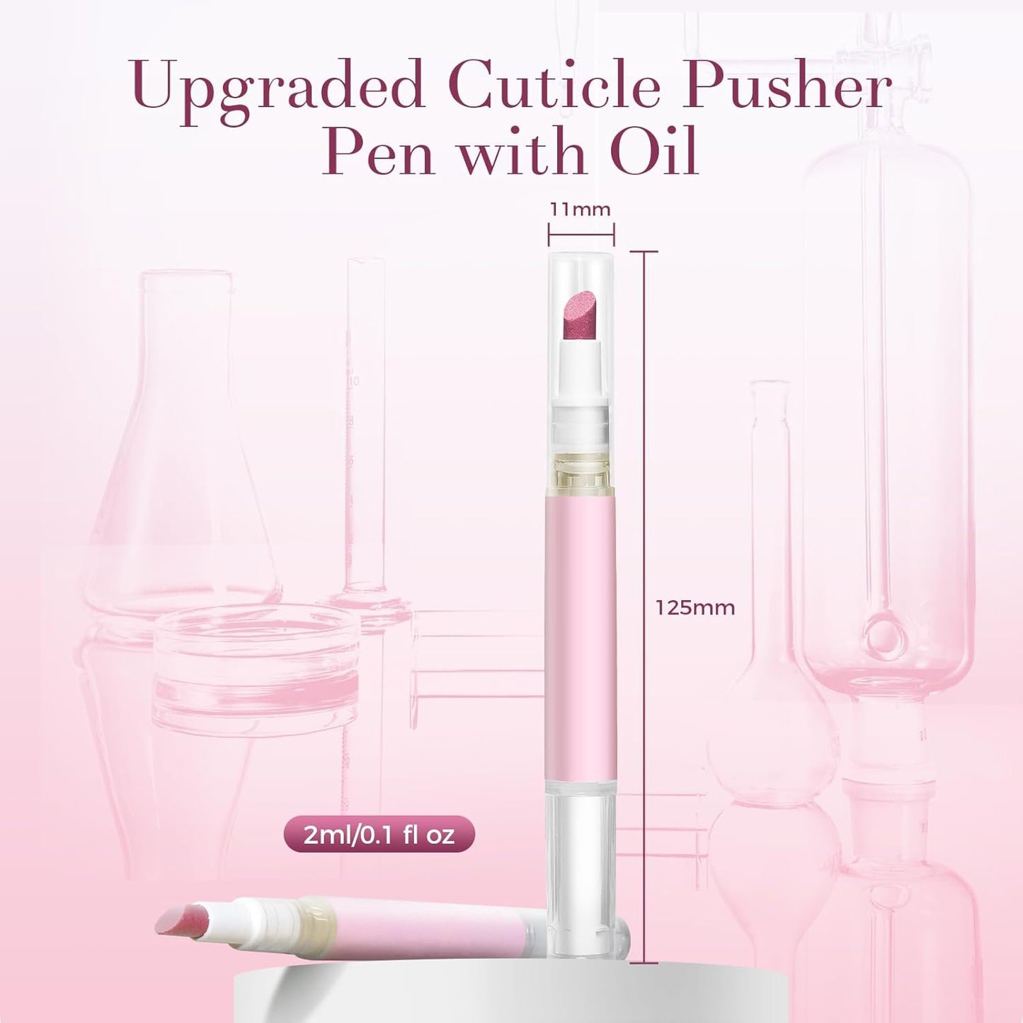 Ceramic Cuticle Pusher & Oil Pen Gentle Cuticle Remover for Dry & Damaged Nails, Hangnails, Moisturize Strengthen Brighten