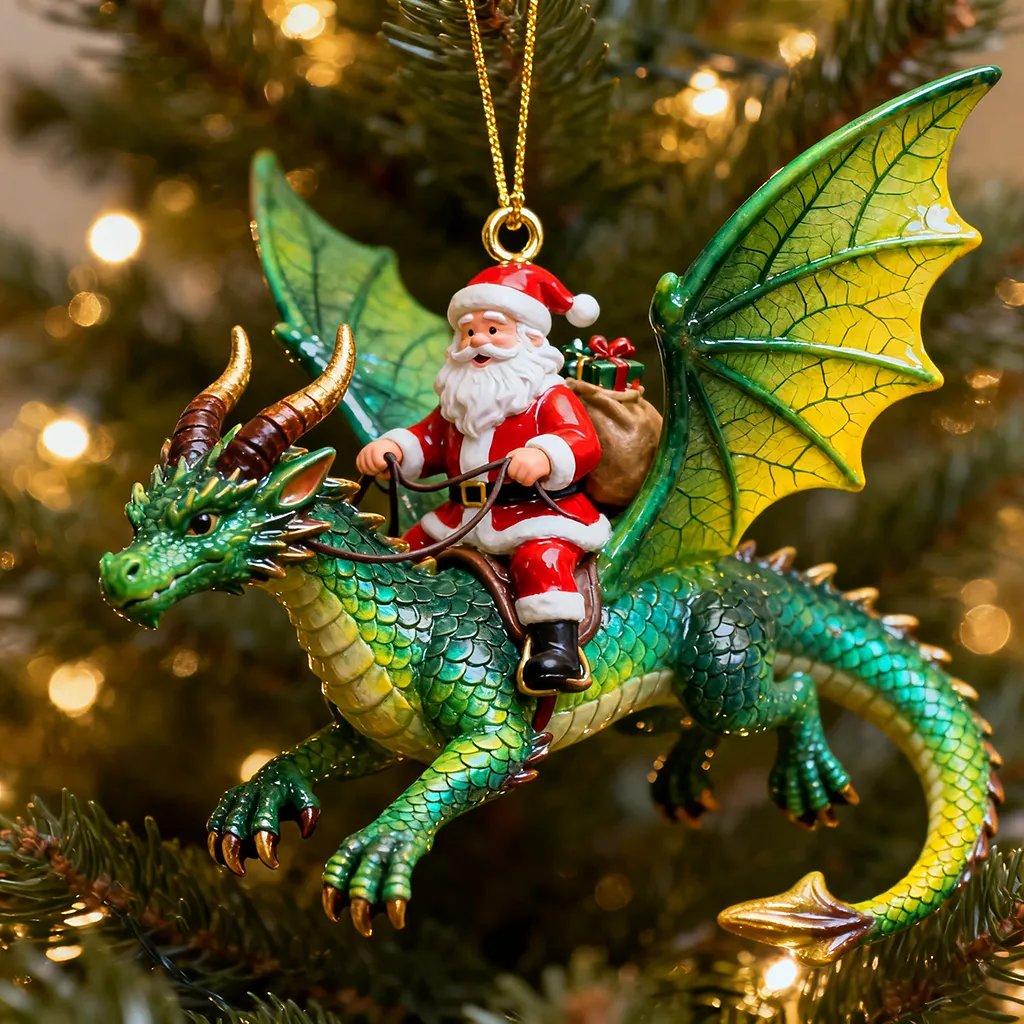 🎄🐉 Santa’s Dragon Riders Ornaments – Holiday Magic ✨