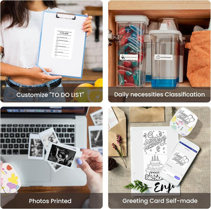 XenGro Mini Portable Sticker Printer, Mini Thermal Printer with 3 Rolls Paper, Bluetooth Inkless Printpods, Pocket Label Maker Suitable for Creative Kids