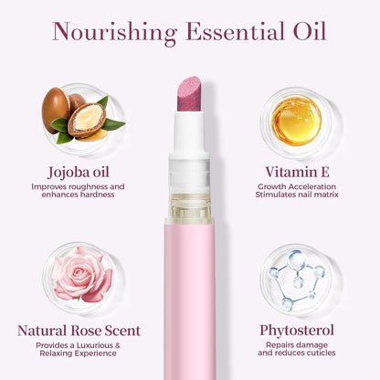 Ceramic Cuticle Pusher & Oil Pen Gentle Cuticle Remover for Dry & Damaged Nails, Hangnails, Moisturize Strengthen Brighten