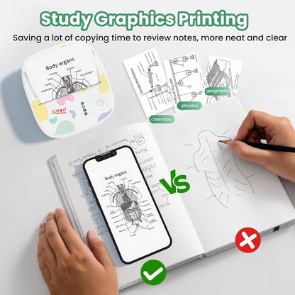 XenGro Mini Portable Sticker Printer, Mini Thermal Printer with 3 Rolls Paper, Bluetooth Inkless Printpods, Pocket Label Maker Suitable for Creative Kids